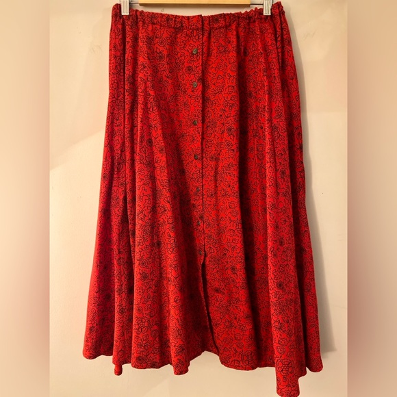 Red unbranded Button down Midi Skirt S-M - Picture 1 of 6